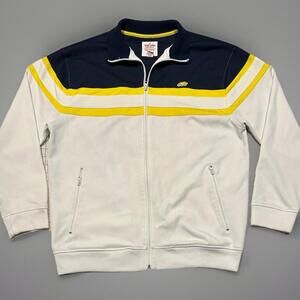 Ecko Unltd Track Jacket White Stand Collar Zip Pockets Navy Logo Men’s Medium